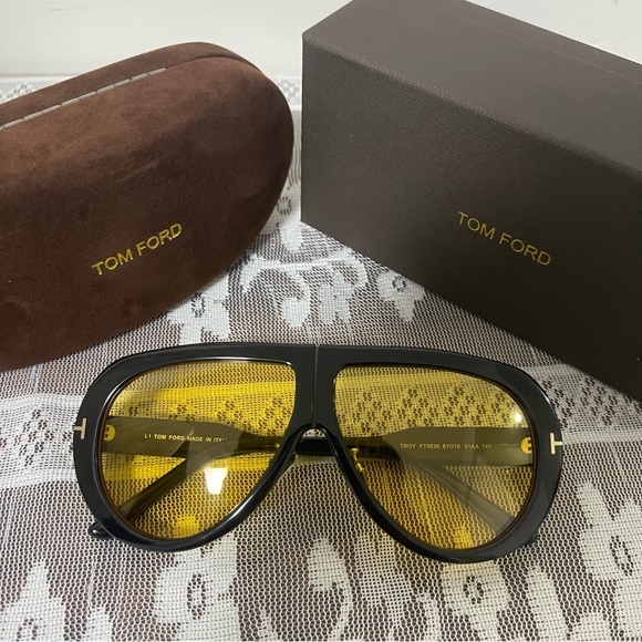 Tom Ford Accessories - Tom Ford Black Frame Sunglasses with Yellow Lenses